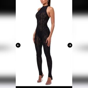 Naked Wardribe Black Lace Racerback Stirup Jumpsuit NWOT